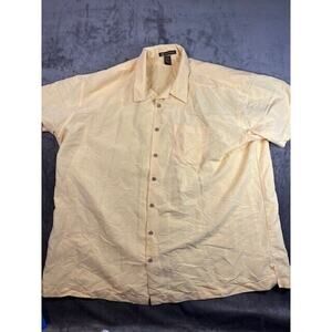 Harriton Mens 4XL Yellow Short Sleeve‎ Button Down Shirt Front Pocket Causal